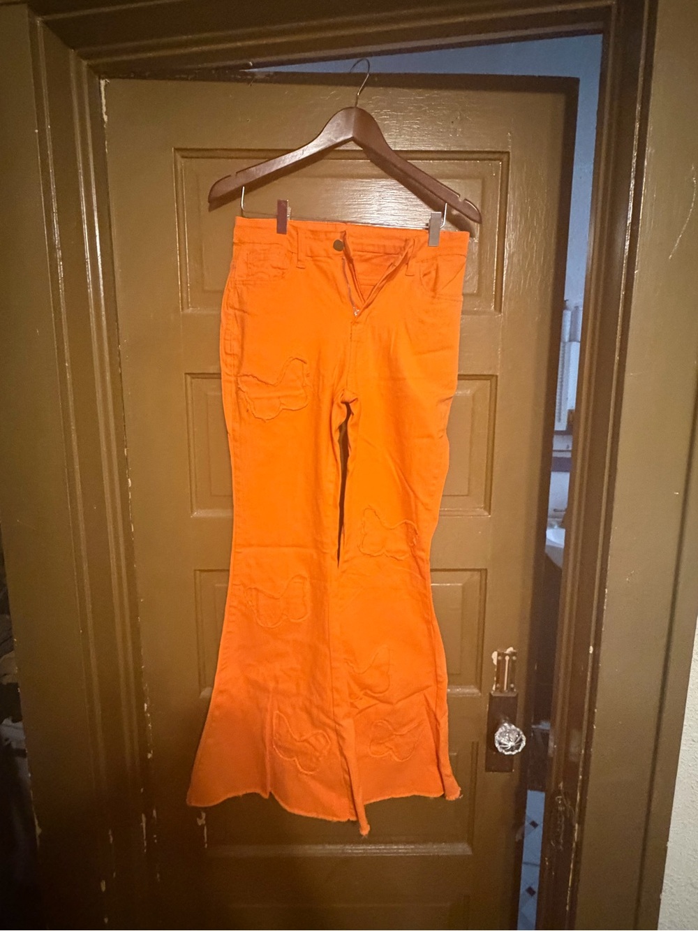 Women's Orange Flare Pants - Bright High-Waist Style